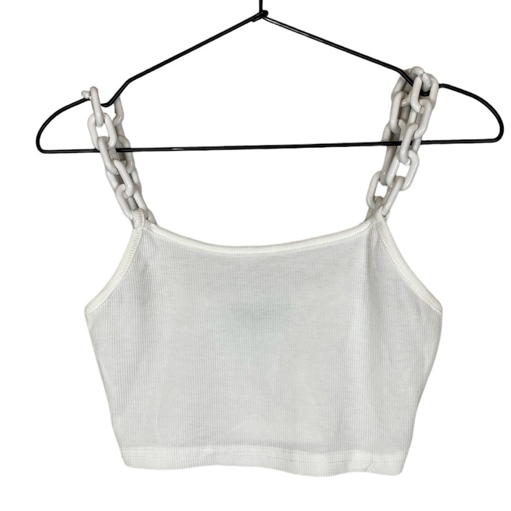 White Chain links strap crop tank